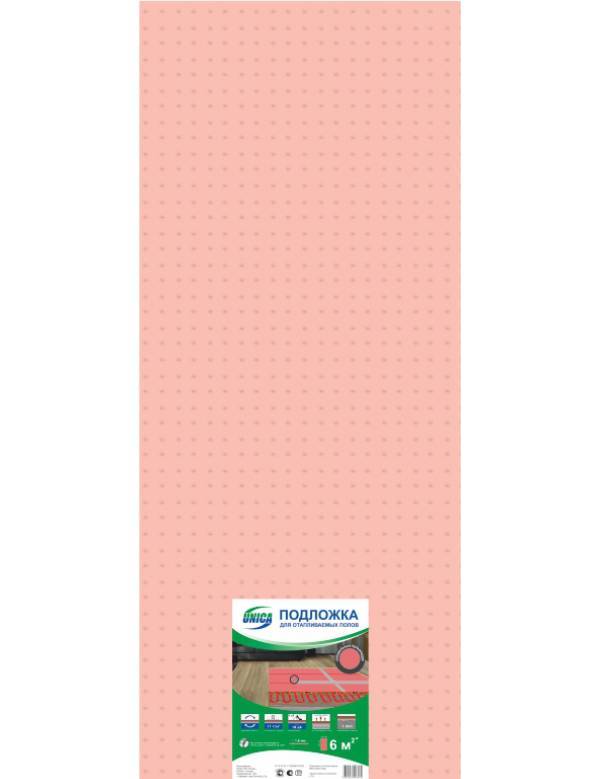 я)для полов с подогревом Подложка листовая перфорированная 1200×500×1.8мм,розовая/ уп.6м2/ ТМ UNICA
